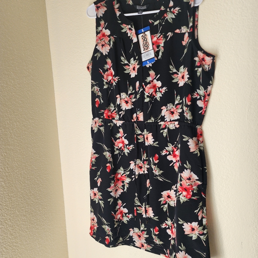 NICOLE MILLER WOMEN'S DRESS, SLEEVELESS, KNEE-LENGTH, NWT, DRAWSTRING WAIST, LG